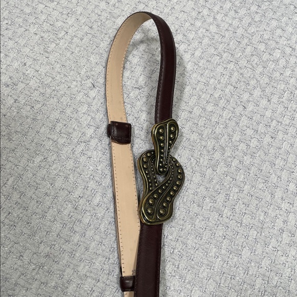 Vintage Womens Landes adjustable Leather Brown Brushed Gold Clasp Buckle Belt OS main image 7